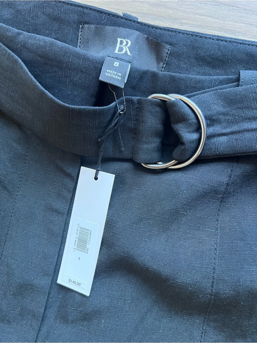 Banana Republic High-Rise Barrel Tencel Linen Pant 8 Black | NWT